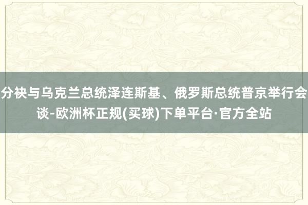 分袂与乌克兰总统泽连斯基、俄罗斯总统普京举行会谈-欧洲杯正规(买球)下单平台·官方全站