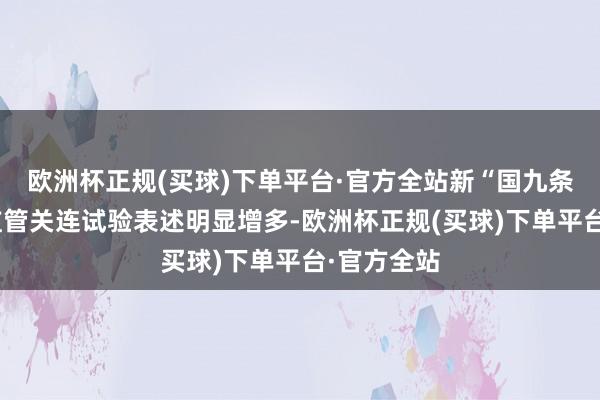 欧洲杯正规(买球)下单平台·官方全站新“国九条”对金融监管关连试验表述明显增多-欧洲杯正规(买球)下单平台·官方全站