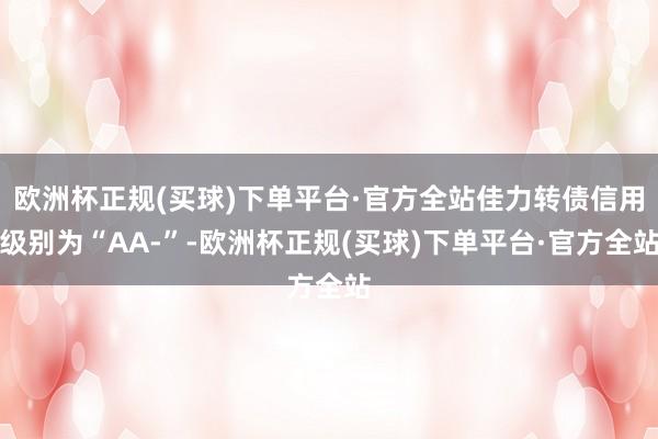 欧洲杯正规(买球)下单平台·官方全站佳力转债信用级别为“AA-”-欧洲杯正规(买球)下单平台·官方全站