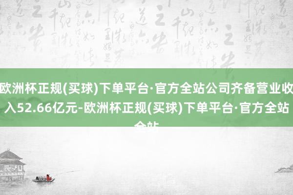 欧洲杯正规(买球)下单平台·官方全站公司齐备营业收入52.66亿元-欧洲杯正规(买球)下单平台·官方全站