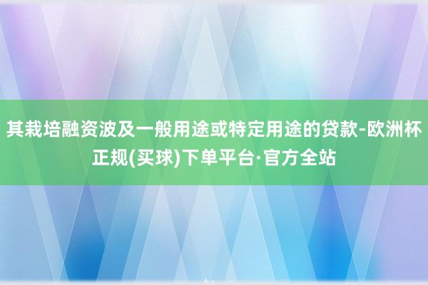 其栽培融资波及一般用途或特定用途的贷款-欧洲杯正规(买球)下单平台·官方全站