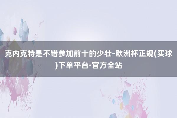 克内克特是不错参加前十的少壮-欧洲杯正规(买球)下单平台·官方全站