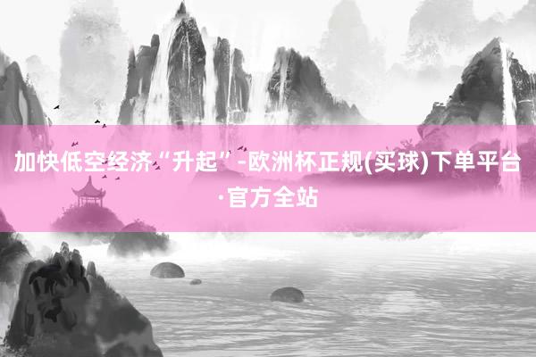 加快低空经济“升起”-欧洲杯正规(买球)下单平台·官方全站