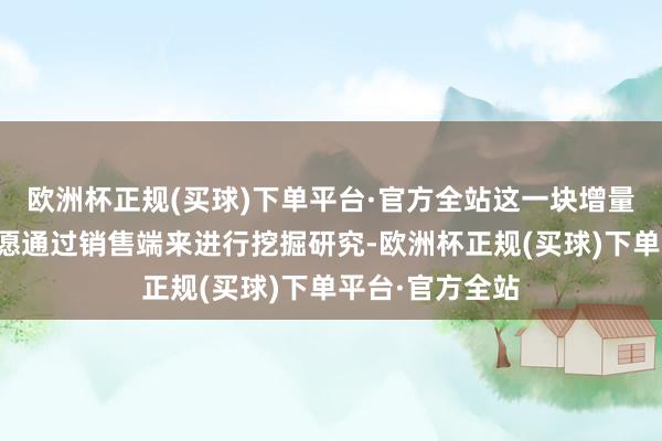 欧洲杯正规(买球)下单平台·官方全站这一块增量阛阓公司也但愿通过销售端来进行挖掘研究-欧洲杯正规(买球)下单平台·官方全站