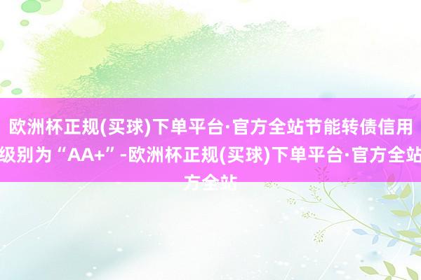 欧洲杯正规(买球)下单平台·官方全站节能转债信用级别为“AA+”-欧洲杯正规(买球)下单平台·官方全站