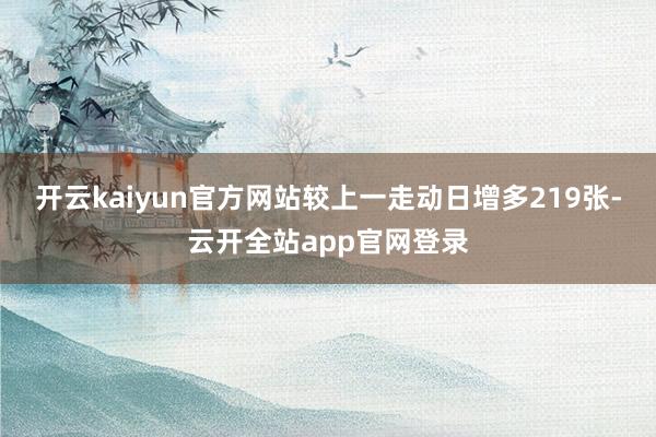 开云kaiyun官方网站较上一走动日增多219张-云开全站app官网登录