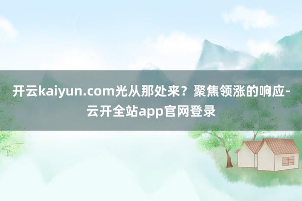 开云kaiyun.com光从那处来？聚焦领涨的响应-云开全站app官网登录